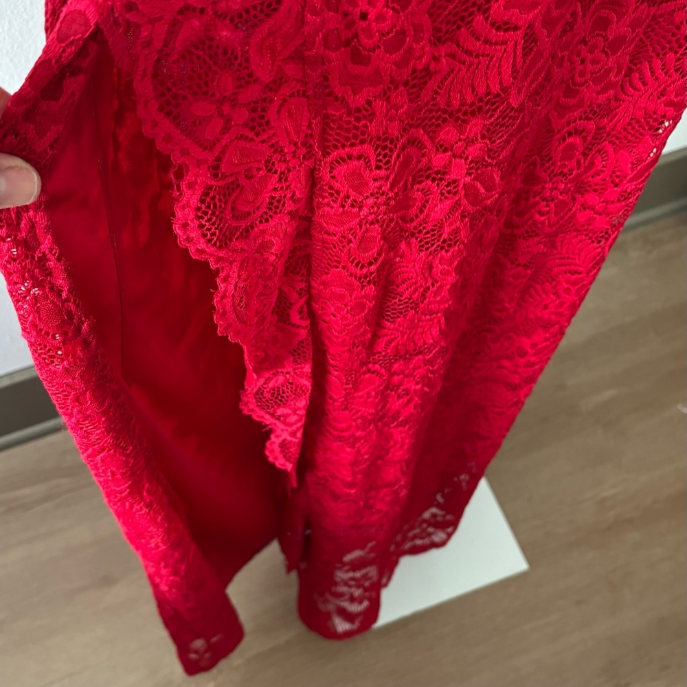 Windsor Gown Large Maxi Split V Neck Scallop Lace Floral Girlhoodcore Romantic - Picture 6 of 12